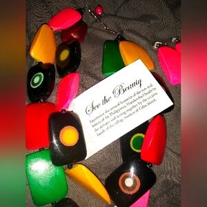 Vintage Handcrafted Cebu Island Necklace and Clip Earrings